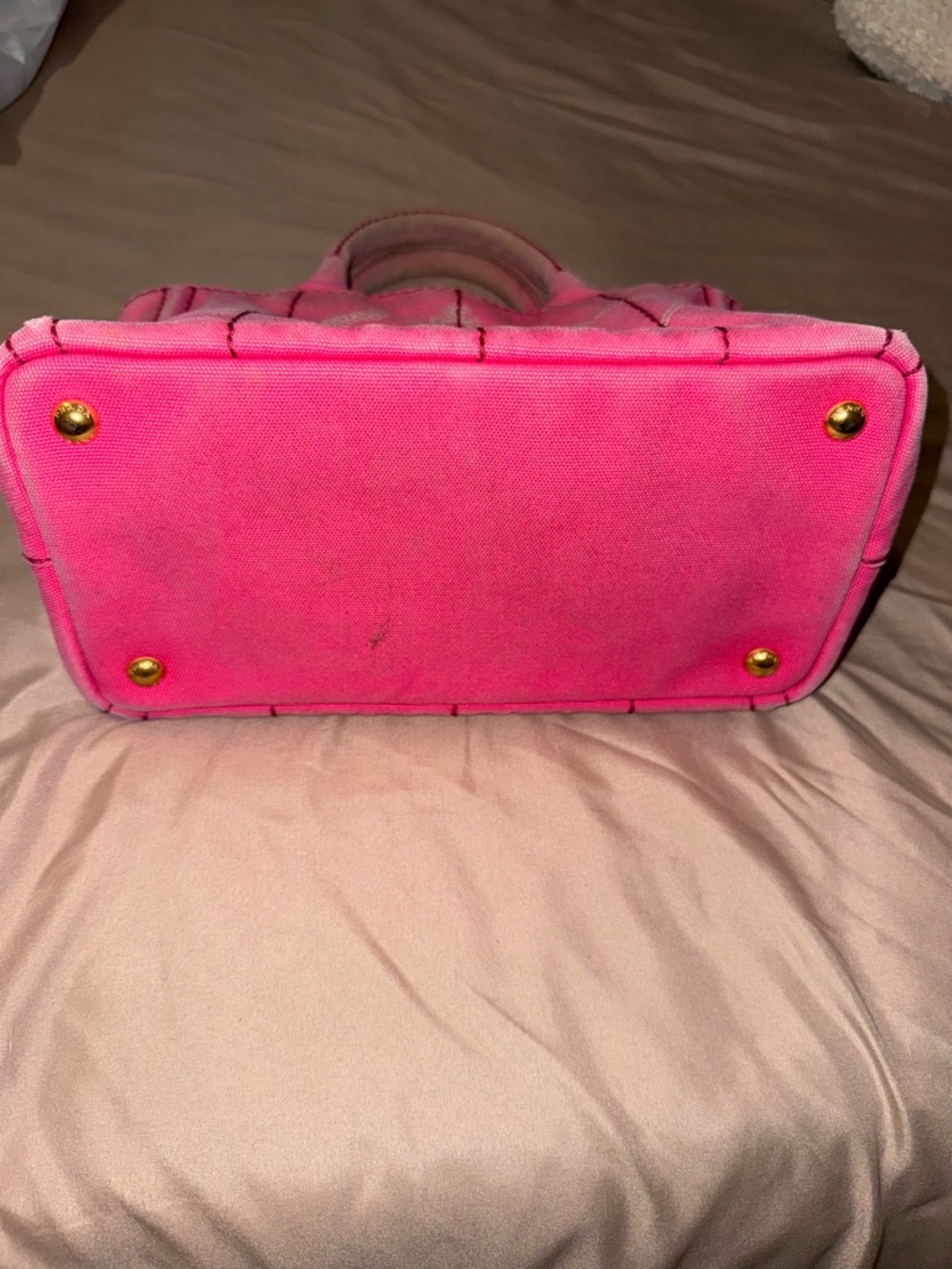 Prada Pink Canvas Tote with Logo Print - Picture 5 of 7